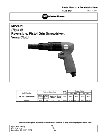 Master Power MP2431 Pistol Grip Manuel du propriétaire | Fixfr