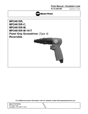 MP2461SR-M | Master Power MP2461SR-C Pistol Grip Manuel du propriétaire | Fixfr