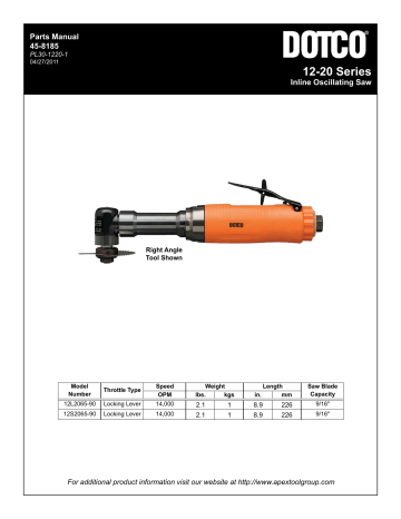 12L2065-90 | Dotco 12S2065-90 Inline Oscillating Saw Manuel du propriétaire | Fixfr