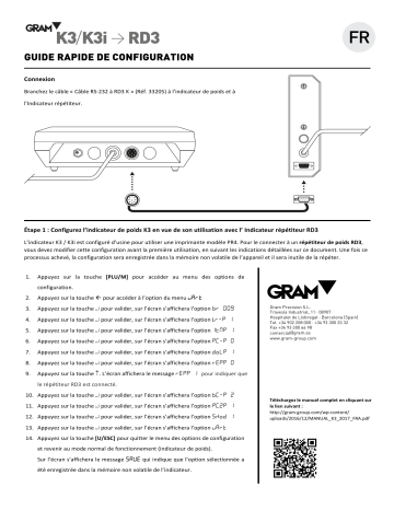 Gram Config K3/K3i > RD3 Accessories Guide de démarrage rapide | Fixfr