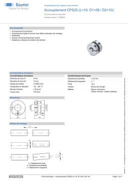 Baumer Coupling CPS25 (L=19, D1=08 / D2=10) Mounting solid shaft encoder Fiche technique