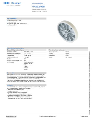 Baumer MR592.06D Measuring wheel Fiche technique | Fixfr