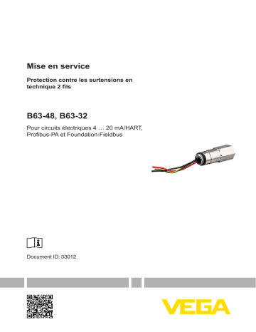 Overvoltage protection B 63-32 | Vega Overvoltage protection B 63-48 Overvoltage arrester in two-wire technology in 0/4 … 20 mA circuits Mode d'emploi | Fixfr