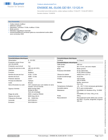 Baumer EN580E.ML-SU06.GE1B1.13120.H Absolute encoder Fiche technique | Fixfr