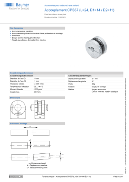 Baumer Coupling CPS37 (L=24, D1=14 / D2=11) Mounting solid shaft encoder Fiche technique