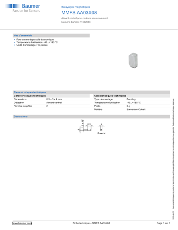 Baumer MMFS AA03X08 Magnetic scale Fiche technique | Fixfr