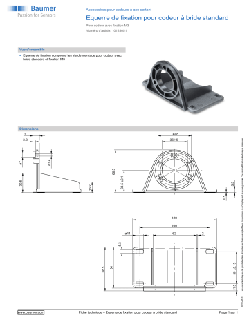 Baumer Mounting adaptor for encoders Mounting solid shaft encoder Fiche technique | Fixfr