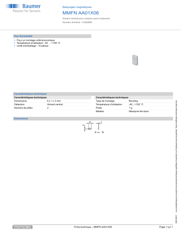Baumer MMFN AA01X06 Magnetic scale Fiche technique | Fixfr