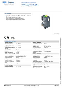 Baumer U300.D50-UA1B.72N Ultrasonic distance measuring sensor Fiche technique