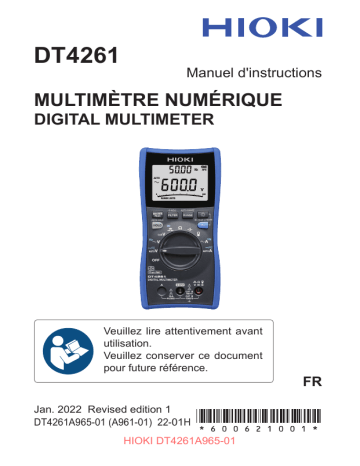 Hioki DIGITAL MULTIMETER DT4261 Manuel utilisateur | Fixfr