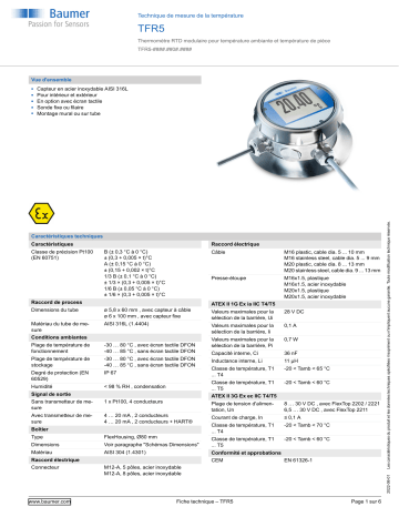 Baumer TFR5 Temperature measurement Fiche technique | Fixfr