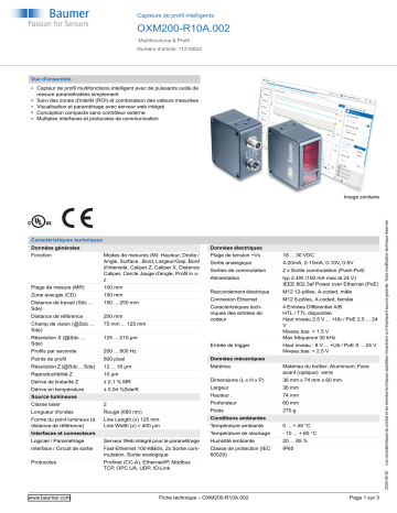 Baumer OXM200-R10A.002 Smart Profile sensor Fiche technique | Fixfr