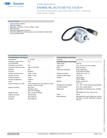 Baumer EN580E.ML-SC10.GE11G.13120.H Absolute encoder Fiche technique | Fixfr