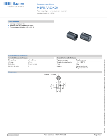 Baumer MSFS AA03X08 Magnetic scale Fiche technique | Fixfr