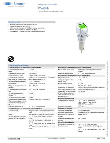 Baumer PAC50S Conductivity measurement Fiche technique | Fixfr