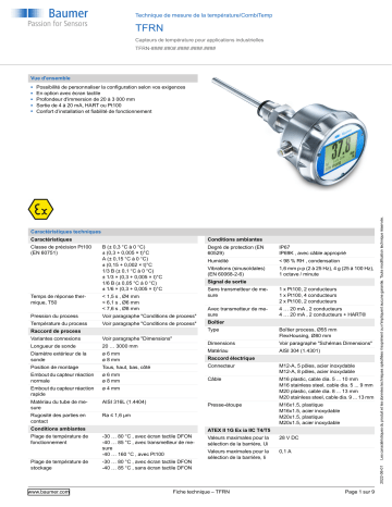 Baumer TFRN Temperature measurement Fiche technique | Fixfr