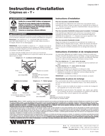 Watts 88005128 IOM-YStrainer Guide d'installation | Fixfr