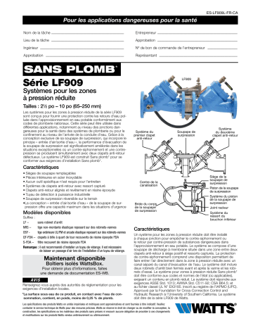 Watts LF909 spécification | Fixfr