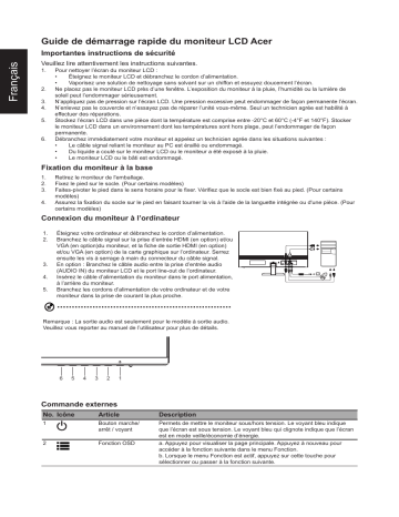 RL272 | Acer RL242Y Monitor Guide de démarrage rapide | Fixfr