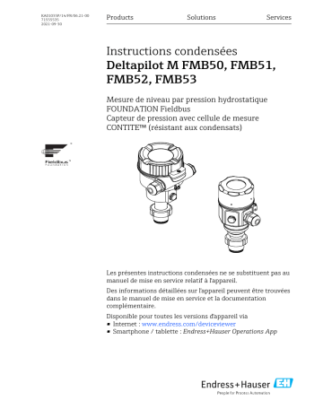 Endres+Hauser Deltapilot M FMB50, FMB51, FMB52, FMB53 Manuel utilisateur | Fixfr