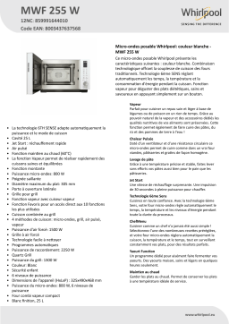 Whirlpool MWF 255 W Microwave Manuel utilisateur