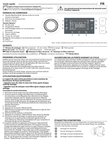 FFTBN M22 9X2B FR | Whirlpool FFTDN M22 9X2BS FR Dryer Manuel utilisateur | Fixfr