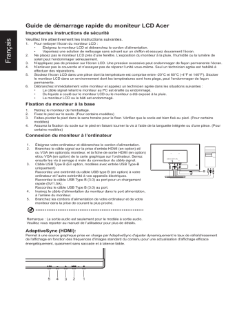 Acer VT270 Monitor Guide de démarrage rapide | Fixfr