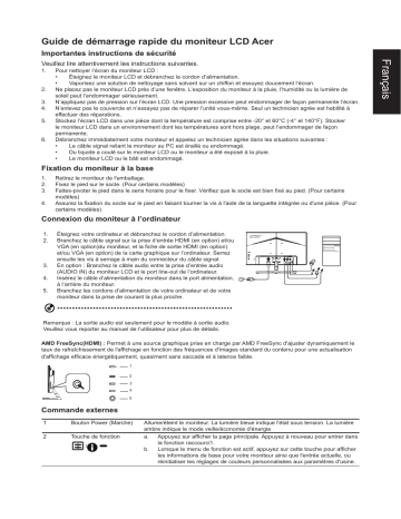 Acer K243YA Monitor Guide de démarrage rapide | Fixfr