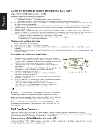 Acer XV272KLV Monitor Guide de démarrage rapide | Fixfr