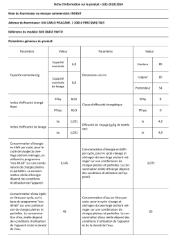 Indesit BDE 86435 9W FR Washer dryer Manuel utilisateur