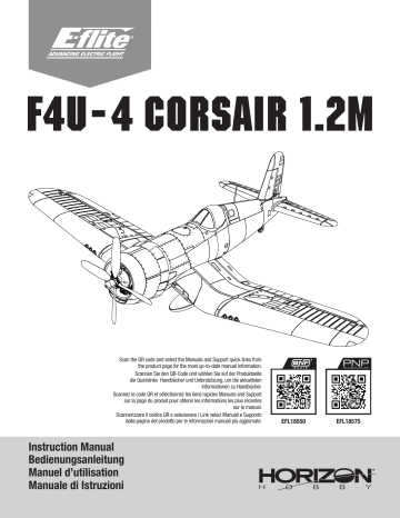 EFL18575 | E-flite EFL18550 F4U-4 Corsair 1.2m BNF Basic Manuel du propriétaire | Fixfr