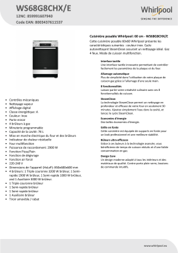 Whirlpool WS68G8CHX/E Cooker Manuel utilisateur