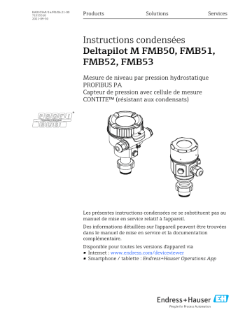 Endres+Hauser Deltapilot M FMB50, FMB51, FMB52, FMB53 Manuel utilisateur | Fixfr