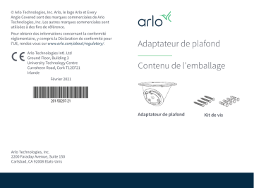 Arlo Pro3 Ultra Ceiling Adapter (FBA1001) Guide de démarrage rapide | Fixfr