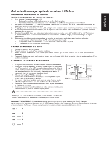 Acer B227QB Monitor Guide de démarrage rapide | Fixfr