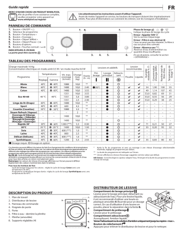 Whirlpool FFD 10469E BV BE Washing machine Manuel utilisateur | Fixfr