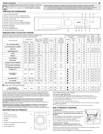 HOTPOINT/ARISTON NDB 9636 KA FR Washer dryer Manuel utilisateur | Fixfr