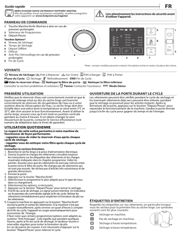 HOTPOINT/ARISTON NT M10 81 FR Dryer Manuel utilisateur | Fixfr