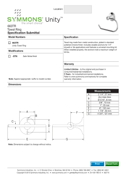 Symmons Industries 663TR-STN Unity® Towel Ring Holder in Satin Nickel spécification