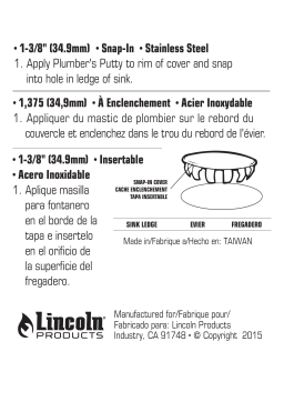 Lincoln Products 112959 1-3/8 in. Snap-In Faucet Hole Cover Stainless Steel Contractor 5-Pack Installation manuel