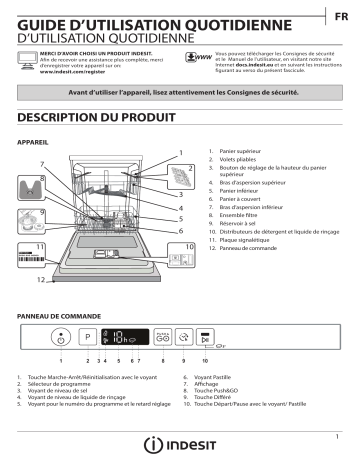 Indesit IDI NC316B+ A Dishwasher Manuel utilisateur | Fixfr