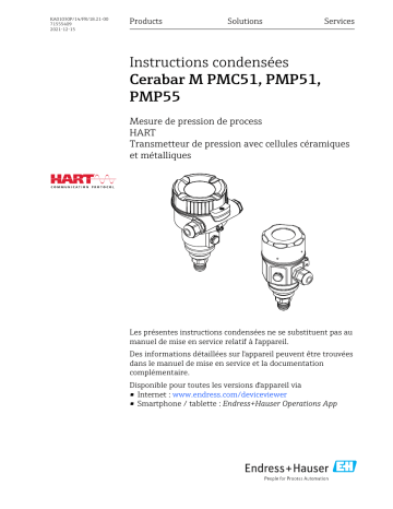 Endres+Hauser Cerabar M PMC51, PMP51, PMP55 Manuel utilisateur | Fixfr