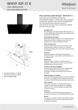 Whirlpool WHVF 92F LT K Hood Manuel utilisateur