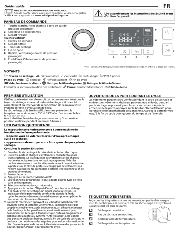 FFTN M11 82 FR | Whirlpool FFT M11 82B FR Dryer Manuel utilisateur | Fixfr