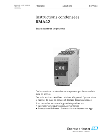 Endres+Hauser RMA42 Manuel utilisateur | Fixfr