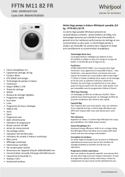 Whirlpool FFTN M11 82 FR Dryer Manuel utilisateur