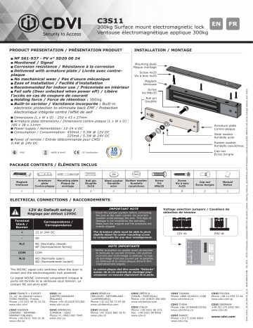 CDVI C3S11 Internal Surface Magnet Manuel utilisateur | Fixfr