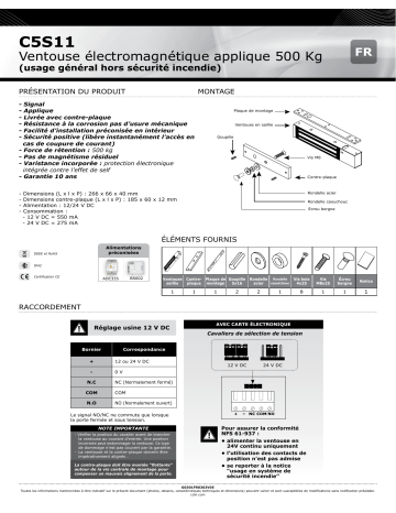 CDVI C5S11 Internal Surface Magnet Manuel utilisateur | Fixfr