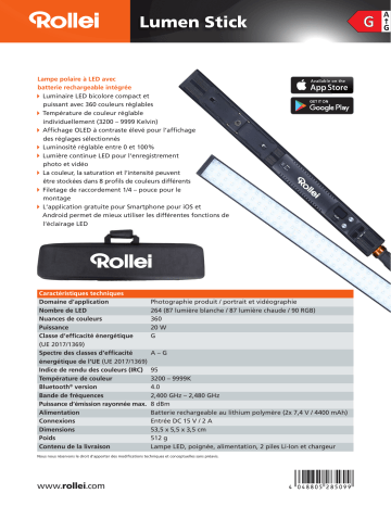 Rollei Lumen Stick RGB Manuel utilisateur | Fixfr