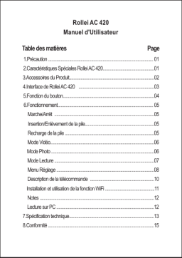 Rollei Actioncam 420 Manuel utilisateur